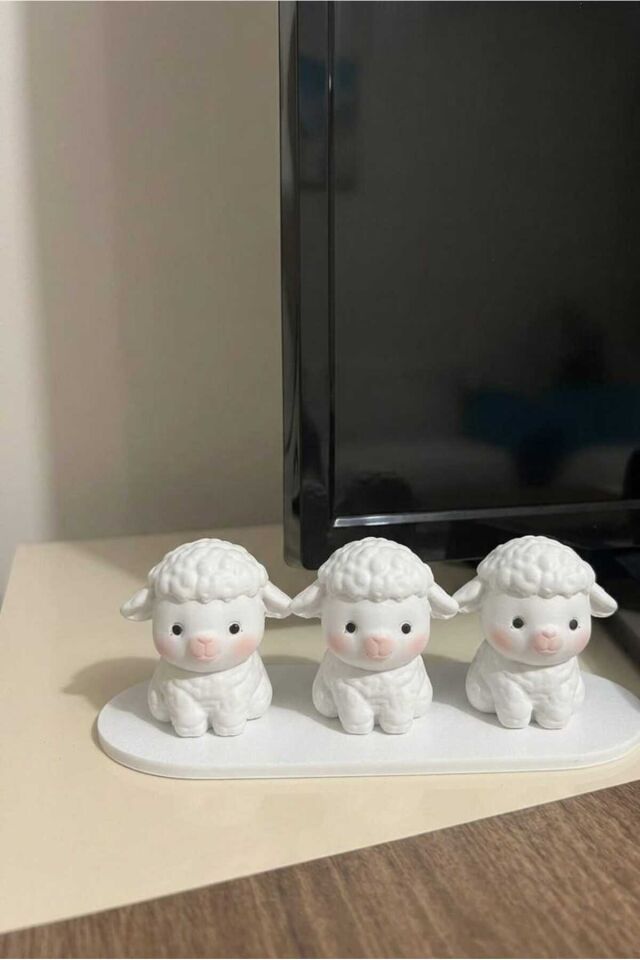 Dekoratif Obje ve Biblo Organizer Düzenleyici 3'LÜ Mini Kuzu Figürleri-Dekorasyon Süsü-Teraryum,Saksı Süsü Pratik Kullanım Yer Tasarrufu Sağlayan