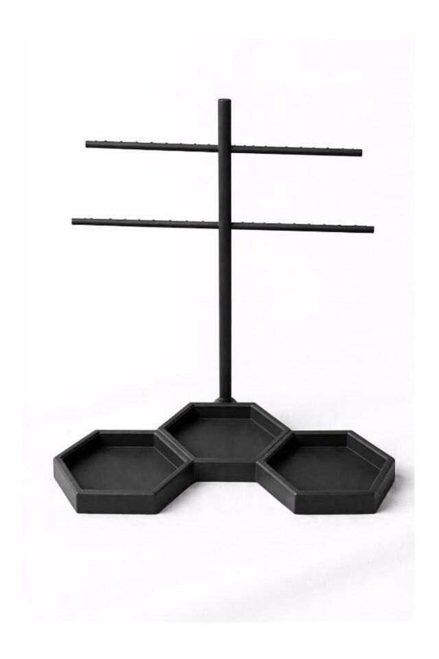 Stand Masaüstü Tutucu Organizer SİYAH Küpe - Aksesuar Standı , Organizeri Pratik Kullanım Yer Tasarrufu Sağlayan