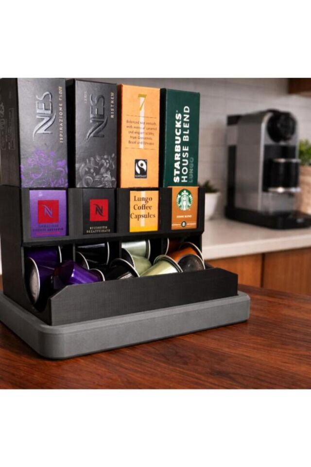 Stand Masaüstü Tutucu Organizer Nespresso Kapsül Kahve Standı 4'lü dahil-Kahve düzenleyici Pratik Kullanım Yer Tasarrufu Sağlayan