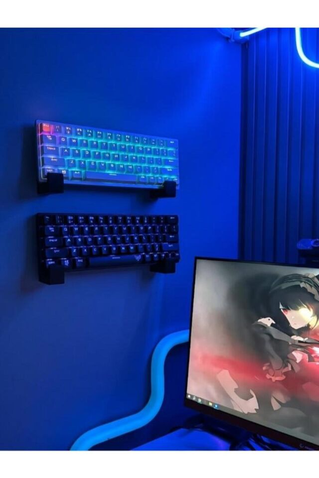 Stand Masaüstü Tutucu Organizer GAMER SİYAH Duvara Monte Klavye Standı – Çift Taraflı Bant ile Kolay Kurulum Pratik Kullanım Yer Tasarrufu Sağlayan
