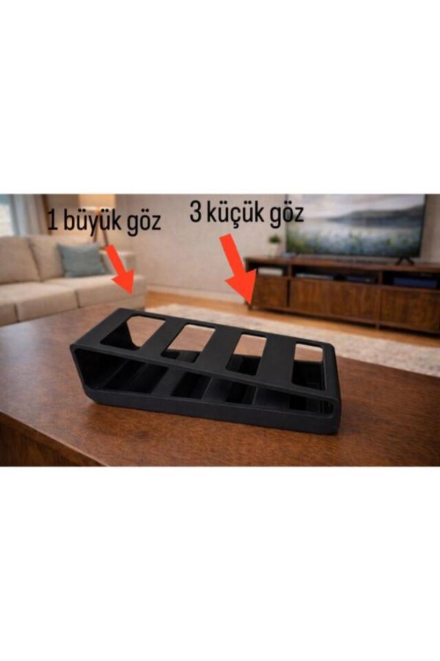 Uzaktan Kumanda Organizer Düzenleyici Televizyon düzenleyici- Siyah 4 bölmeli Pratik Kullanım Yer Tasarrufu Sağlayan