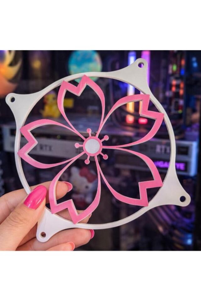 Yayıncı Aksesuarı Organizer Düzenleyici Gamer Setup Dekor – 3 ADET -Estetik Sakura Fan Önü Kapak (120mm)-RGB PC Kasa Dekoru Pratik Kullanım Yer Tasarrufu Sağlayan