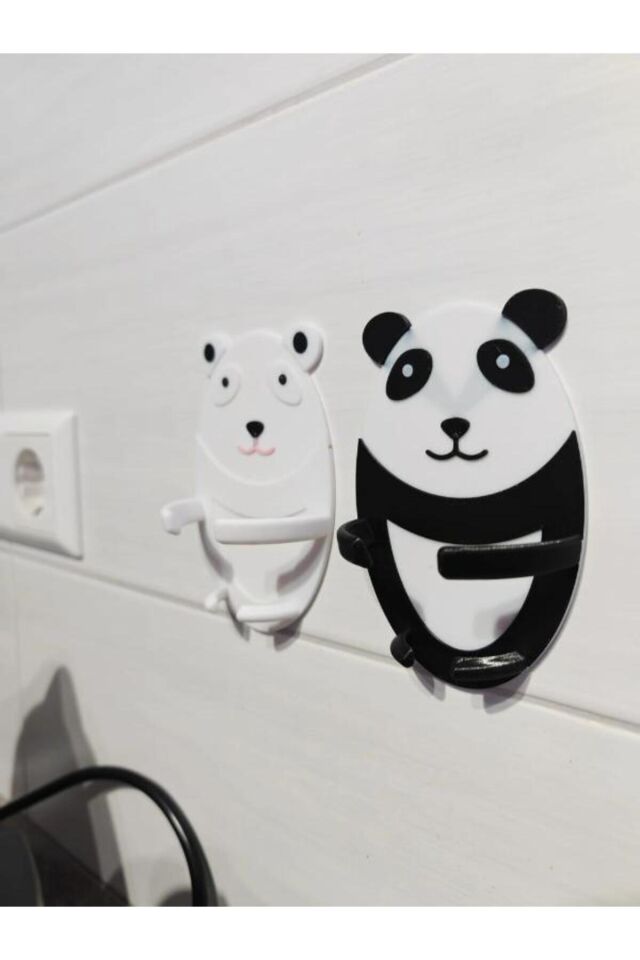 Kablo Düzenleyici Masa Altı Organizer Sevimli Ayı - Panda Priz Fiş Tutucu – Duvar Askısı (2’li Set) Pratik Kullanım Yer Tasarrufu Sağlayan