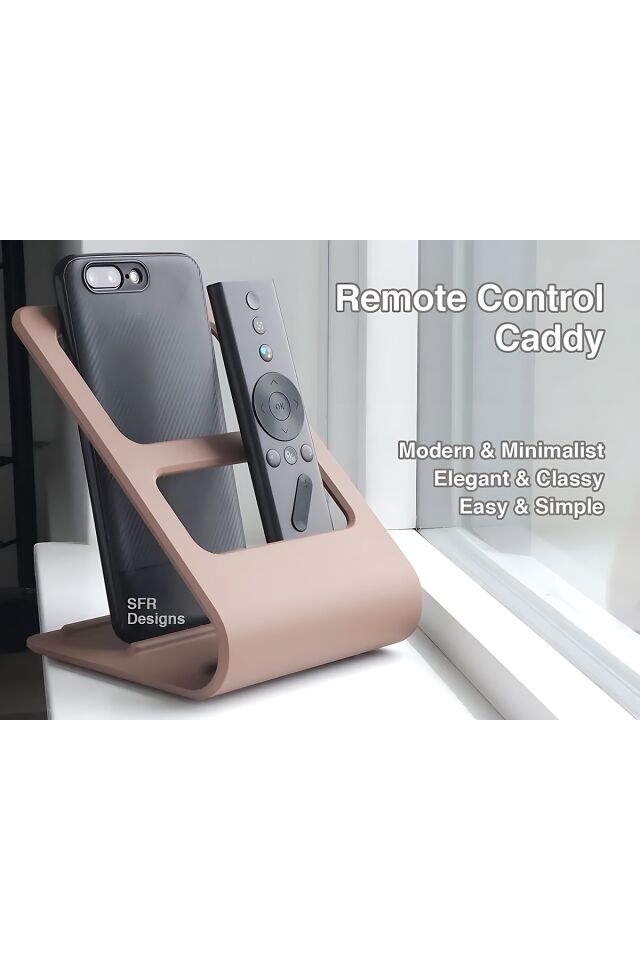 Stand Masaüstü Tutucu Organizer Minimalist Tasarım Telefon ve Kumanda Standı – Ergonomik Aparat ( TEN RENGİ ) Pratik Kullanım Yer Tasarrufu Sağlayan